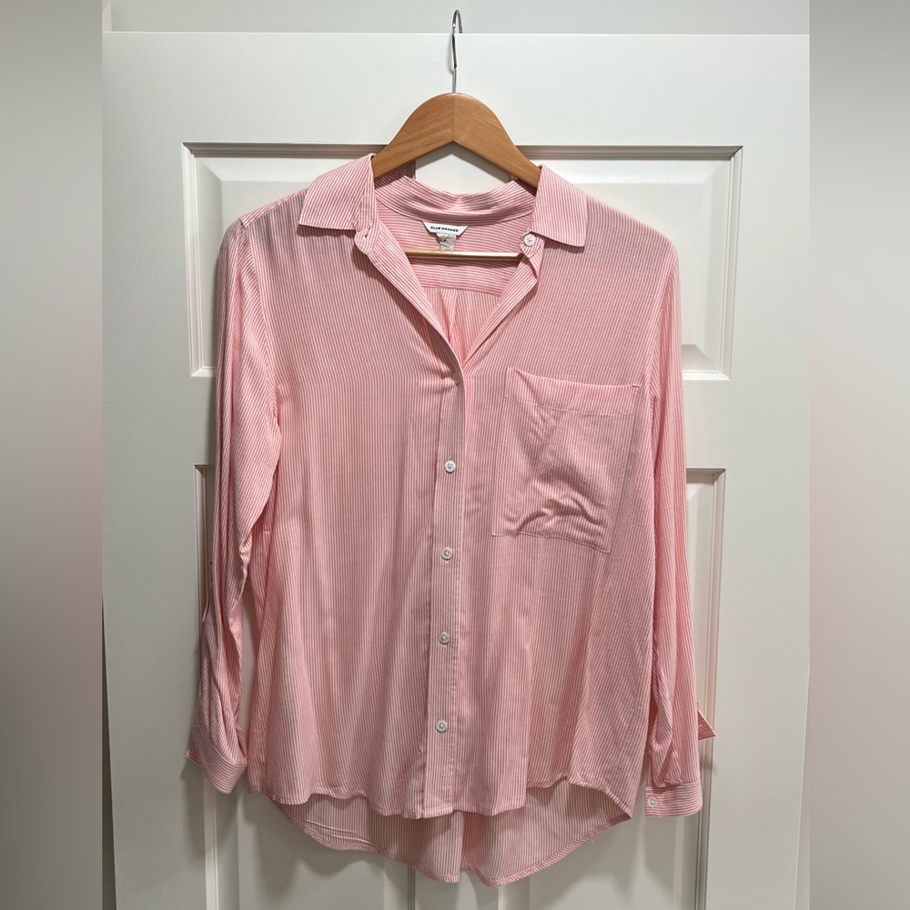 Club Monaco Pink Ticking Blouse, size S